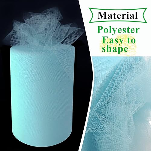 Miniatura 168 de Rollos de tela de tul rojo de 6 pulgadas por 100 yardas (300 pies), carrete de tela, cinta de tul para envoltura de regalos de Navidad, lazo de tutú