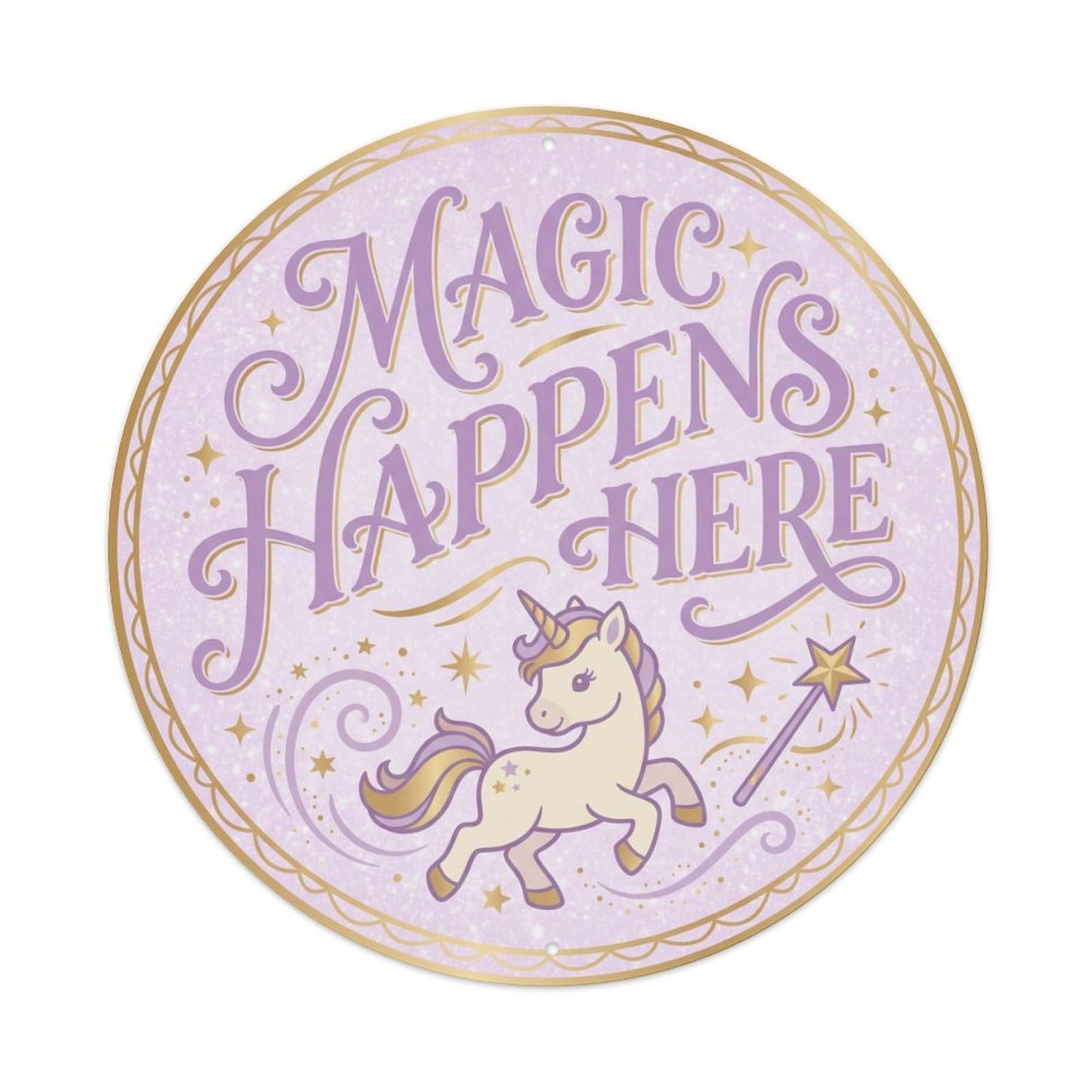 Magic Happens Here Nursery Wall Art Decor Metal Tin Sign