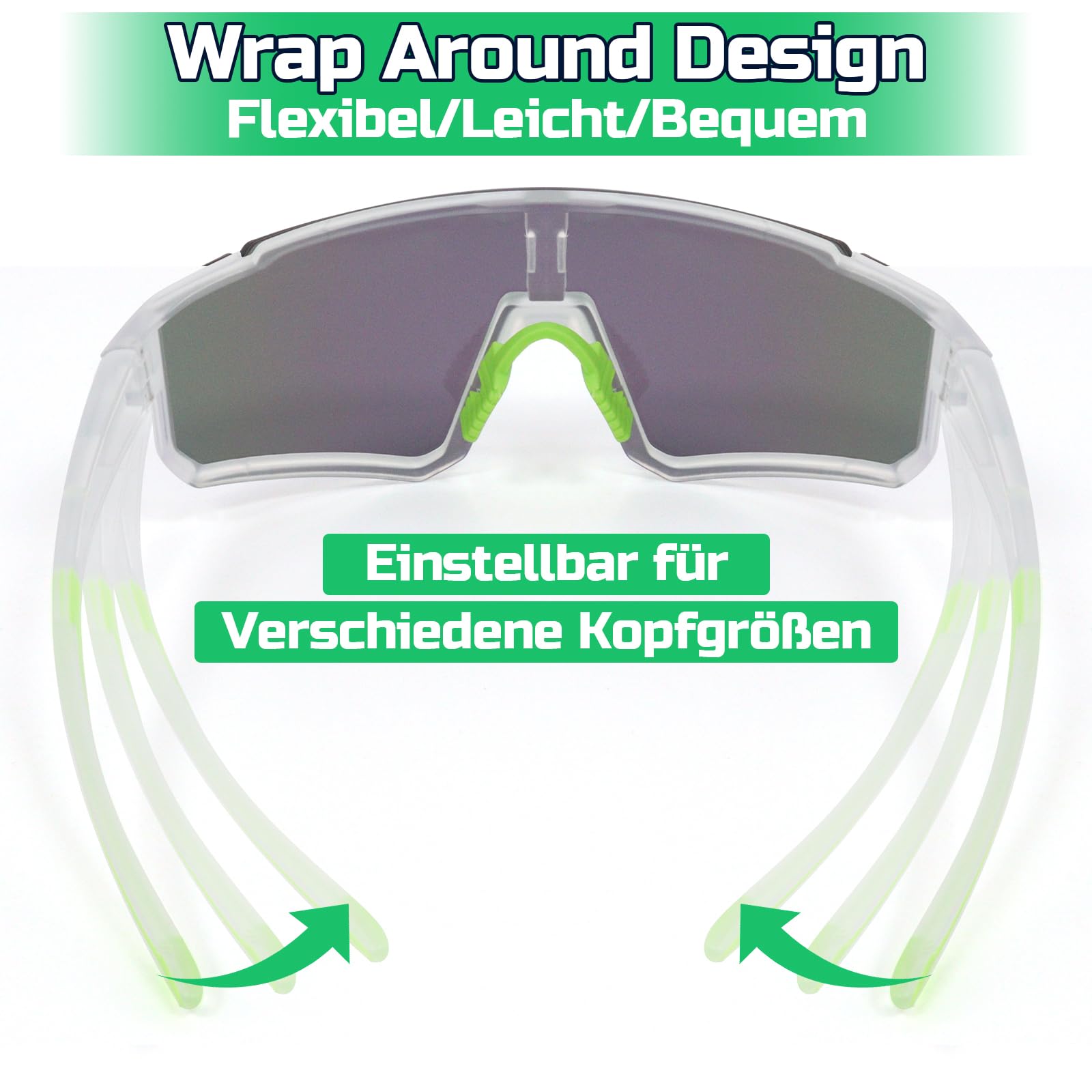 Lunettes de soleil de sport rapides Hommes Femmes Lunettes de soleil polarisées Lunettes de vélo Lunettes de course pour VTT Vélo de course Vélo de ski Course à pied avec UV400 Lunettes