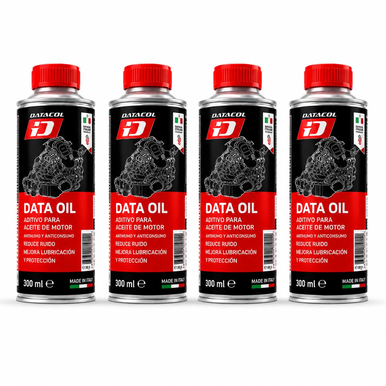 Datacol Aditivo para Aceite de Motor 300 ml, Tratamiento Antihumo y Anticonsumo, Reduce Ruido y Consumo de Aceite, para Motores Gasolina y Diésel con DPF - 2 Unidades