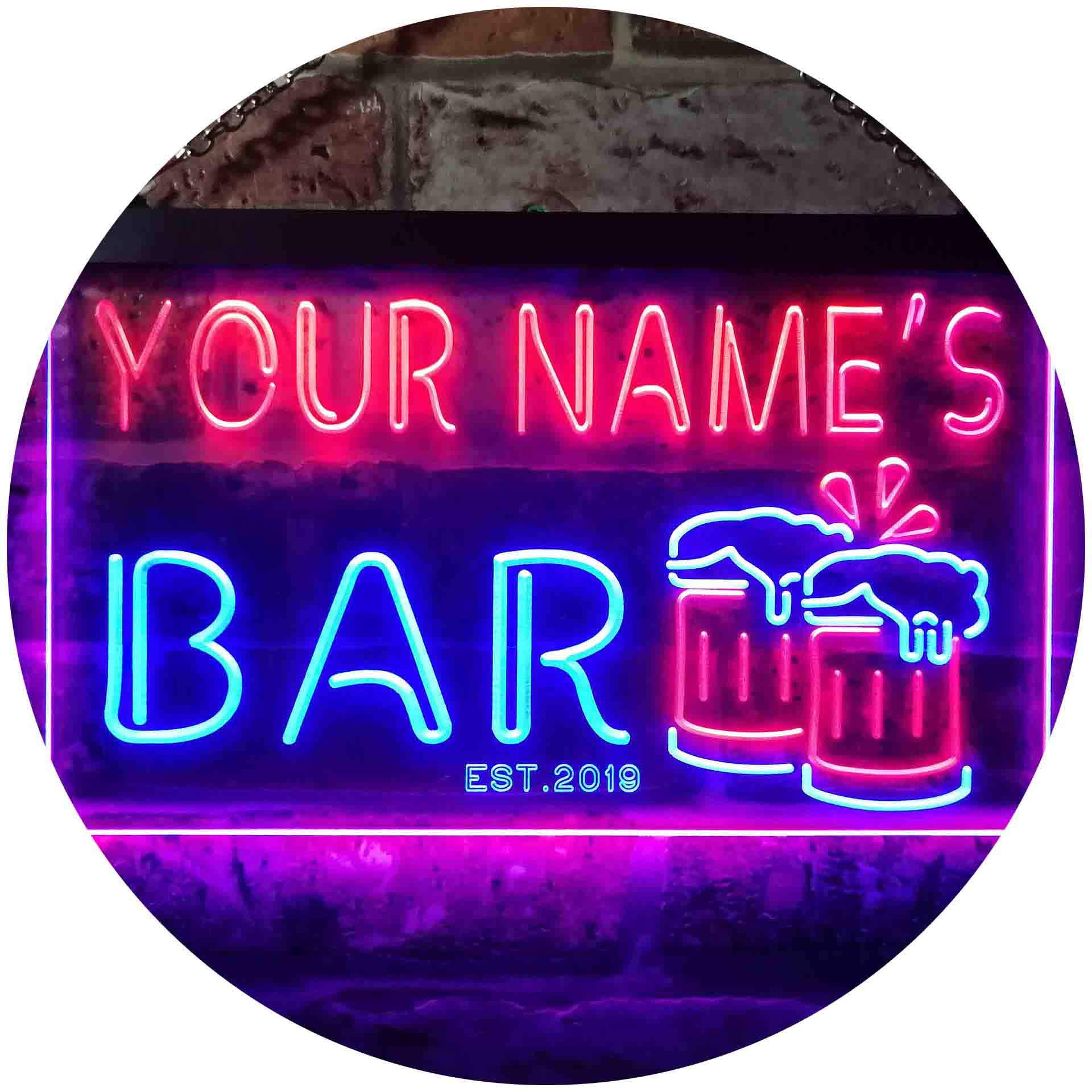 ADVPRO Personalized Your Name Est Year Theme Bar Beer Mug Decoration Dual Color LED Neon Sign Blue & Red 600 x 400mm st6s64-w1-tm-br