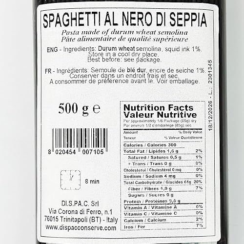 Miniatura 3 de Le Bonta Del Casale - Pasta de espagueti artesanal de tinta de calamar negra de alta calidad 1764oz 11 libras importada de Italia tres ingredientes