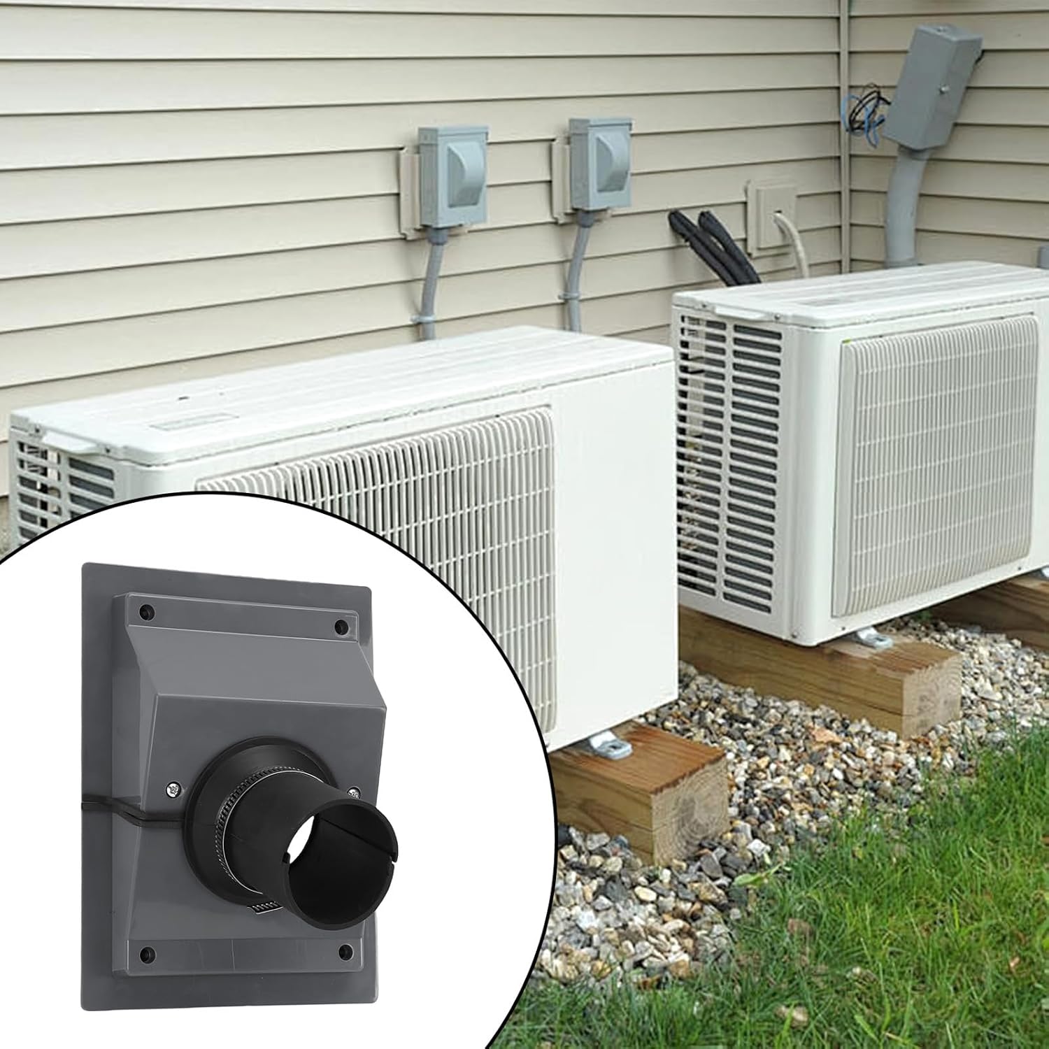 FOSA HVAC Wall Penetration Cover Kit, Split AC Line Set Wall Cover Kit, Retrofit Finish Solution with Soft Gasket, for Mini Split Air Conditioners Heat Pumps (Grey)