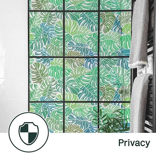 Miniatura 4 de UNI - Lámina estática para ventana, no adhesiva, 3D, con protección UV (palmera, 37.4 x 24.4 pulgadas)