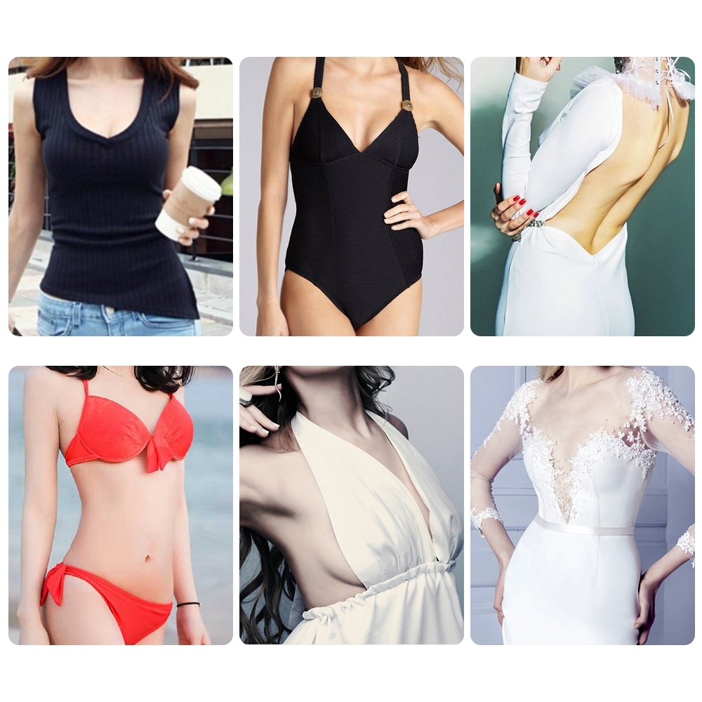 JESWELL Nipplecovers Disposable, Adhesive Women Pasties Sexy Breast Petals for Backless Dresses, Multi Design (Heart Petals 5 Pairs Black & 5 Pairs Red)