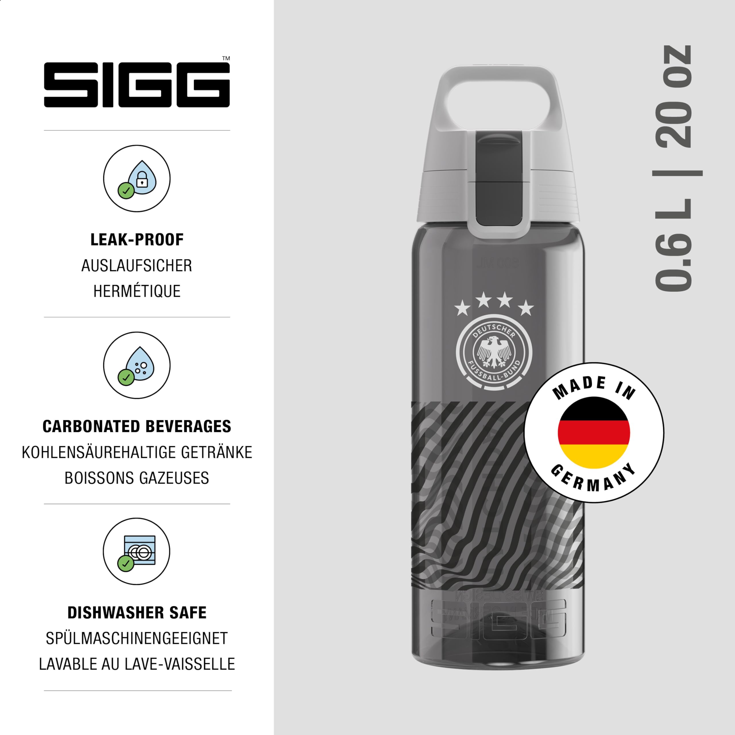 Sigg - Tritan Trinkflasche - Total Color ONE - Für Kohlensäurehaltige Getränke Geeignet - Spülmaschinenfest - Auslaufsicher - Federleicht - BPA-frei - 500 ML / 600ML / 1L