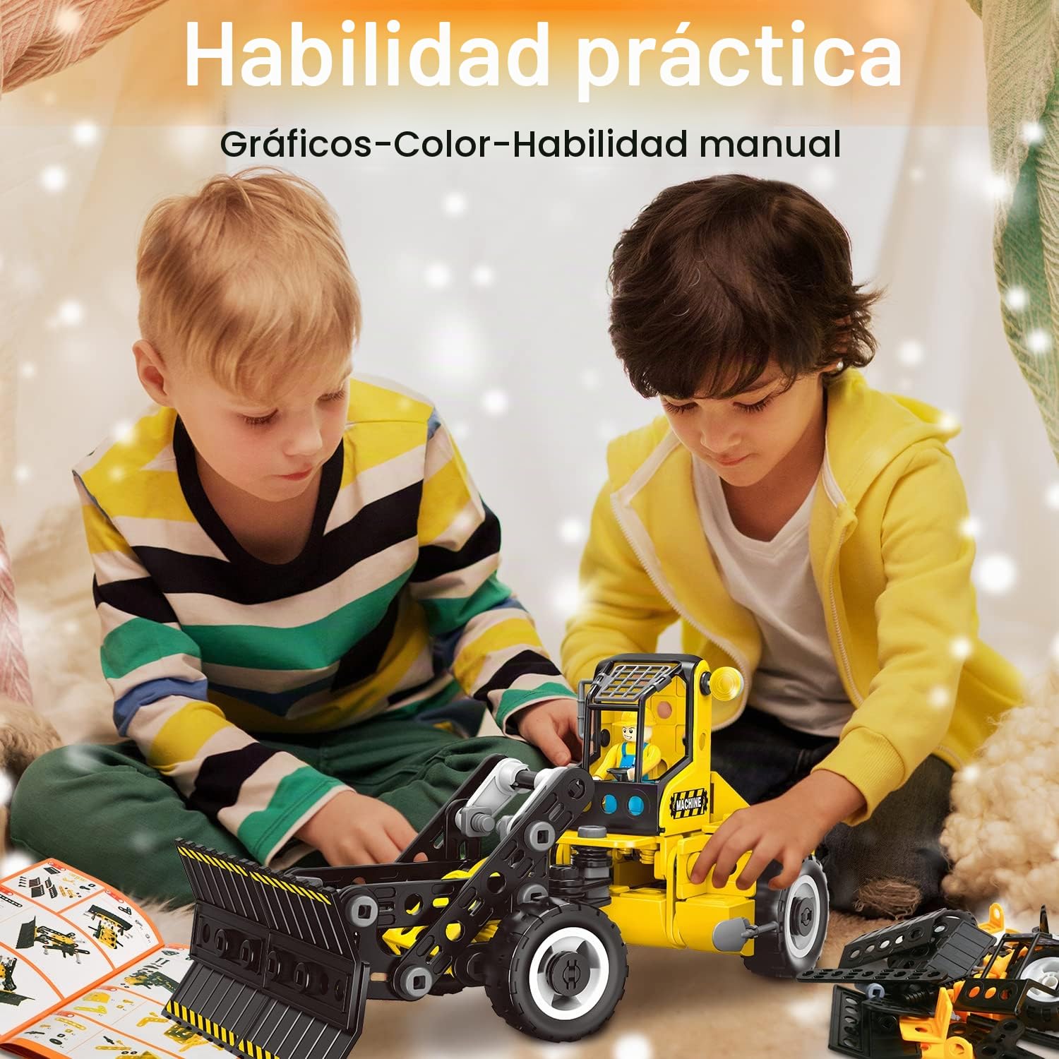 HOMETTER Juguete de construcción para niños de 5, 6, 7, 8+ años, regalo, 6 en 1 juguete de ingeniería, juguete educativo STEM, kit de construcción educativa