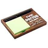 CINRLLA Doctor Sticky Note Holder Wooden Notepad & Pen Holder 6.5