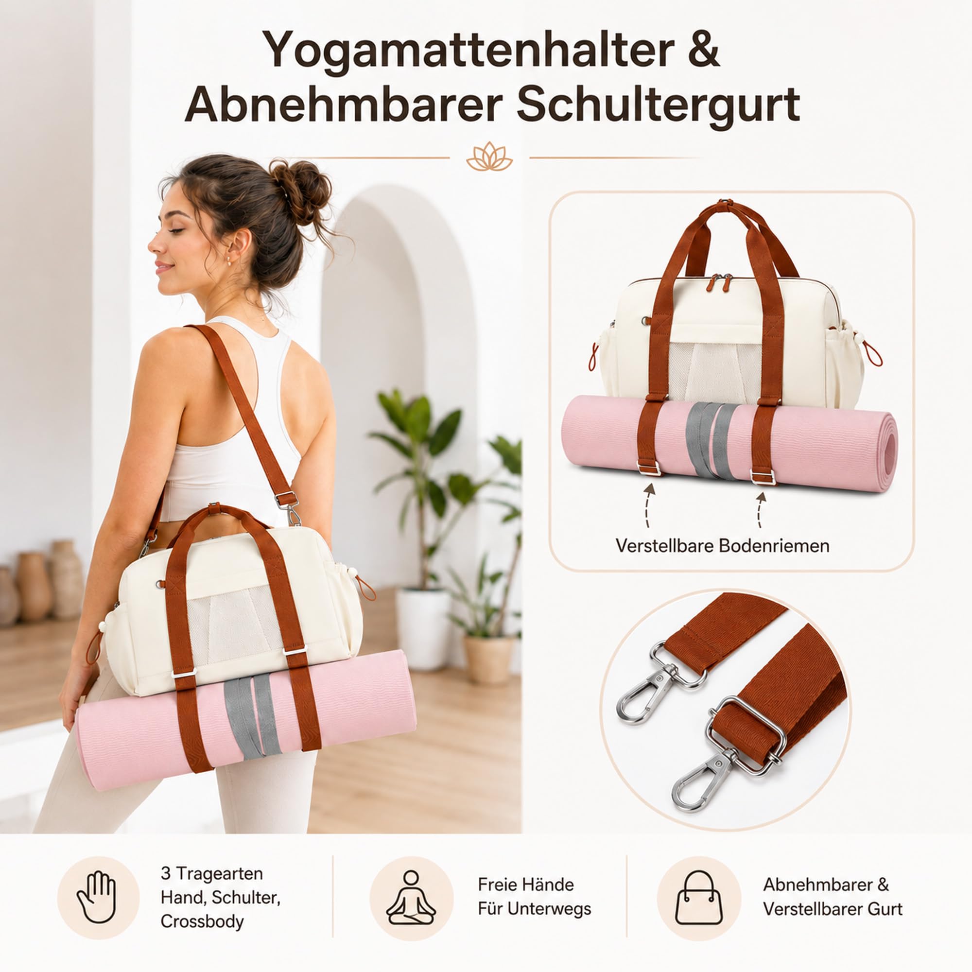 LEDAOU Borsa sportiva da donna con supporto per tappetino da yoga, 20 l, piccola borsa da viaggio come bagaglio a mano, borsa da palestra leggera con tasche per scarpe e scomparto bagnato, mini borsa