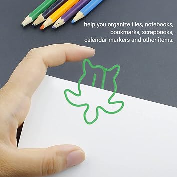 100Pcs Animal Shaped Paper Clips, Electroplated Cute Paper Clips, Fancy Paperclips with Storage Box for Family Office School (Sea Turtle)
