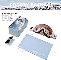 Vista 8 de FEISEDY Ski Goggles, OTG Snow Sport Goggles for Adult Youth, Anti-Fog UV400 Protection Bendable Dual-Lenses B2961 Naranja Vlt 53%