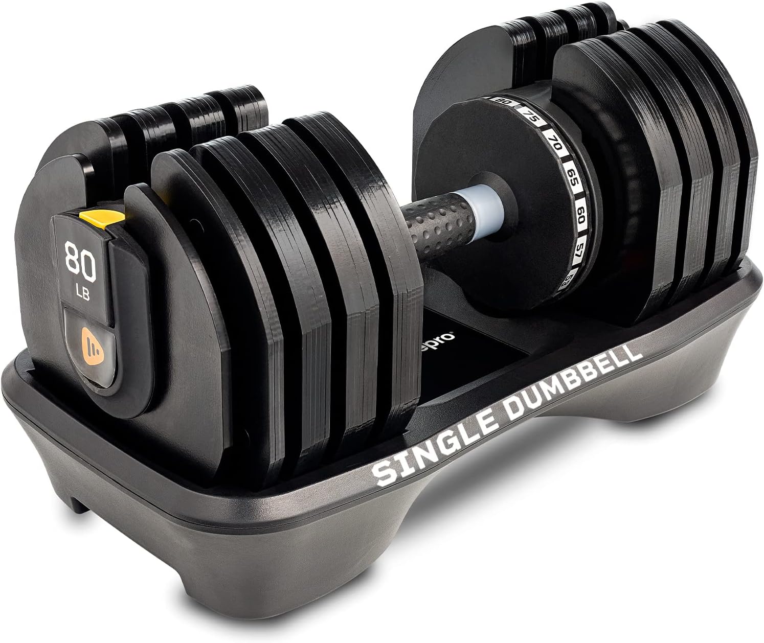 Lifepro Adjustable Dumbbell (5-80 lbs) - With An Easy Dumbbell Set Adjustable Weight Mechanism - Adjustable Dumbbells with Storage Rack & Anti-Slip Handle (Single) for Strength Training