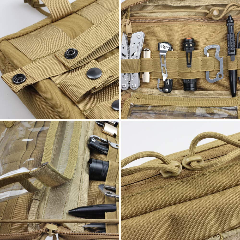 WYNEX Tactical Molle Admin Pouch, Aktualizacja materiału Półukryty zamek na 1000D Wytrzymały nylonowy EDC Etui Narzędzia Torba EMT Utility Map Kieszeń, IFAK Pack zawiera DE Patch Flag