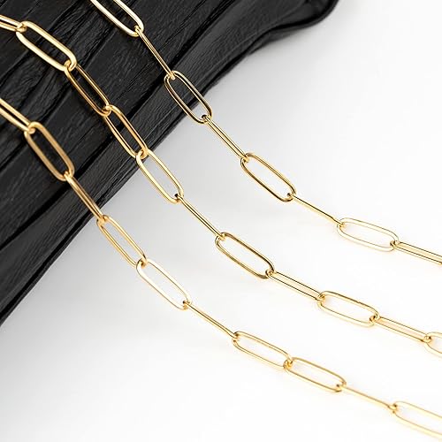 Miniatura 5 de YOUBEIYEE Cadenas de clip de acero inoxidable dorado de 16.4 pies para hacer joyas, collares, pulseras, tobilleras, cadena de eslabones soldados