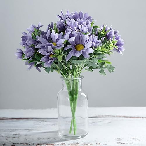 Miniatura 1 de Efavormart - Paquete de 4 arbustos de margaritas artificiales de lavanda de 11 pulgadas, flores de seda, perfectas para bodas, decoraciones de