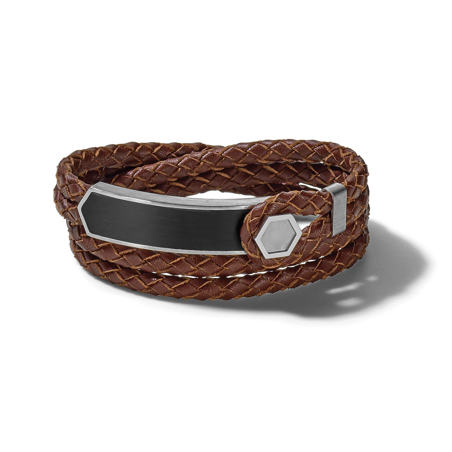 Bulova Jewelry Men's Precisionist Double Wrap Braided Leather Strap Bracelet
