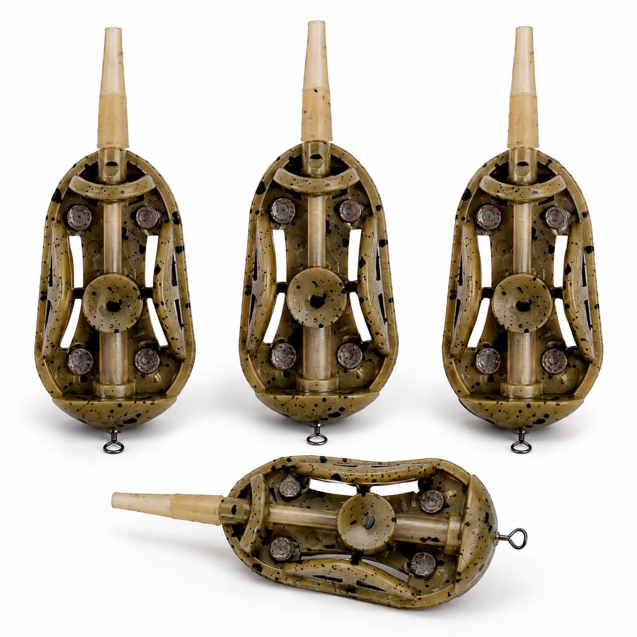 4PCS Weighted Feeder Set, Method Feeder, Set of Four European Style Cage Rig Components for Bottom Fishing and Bait Placement