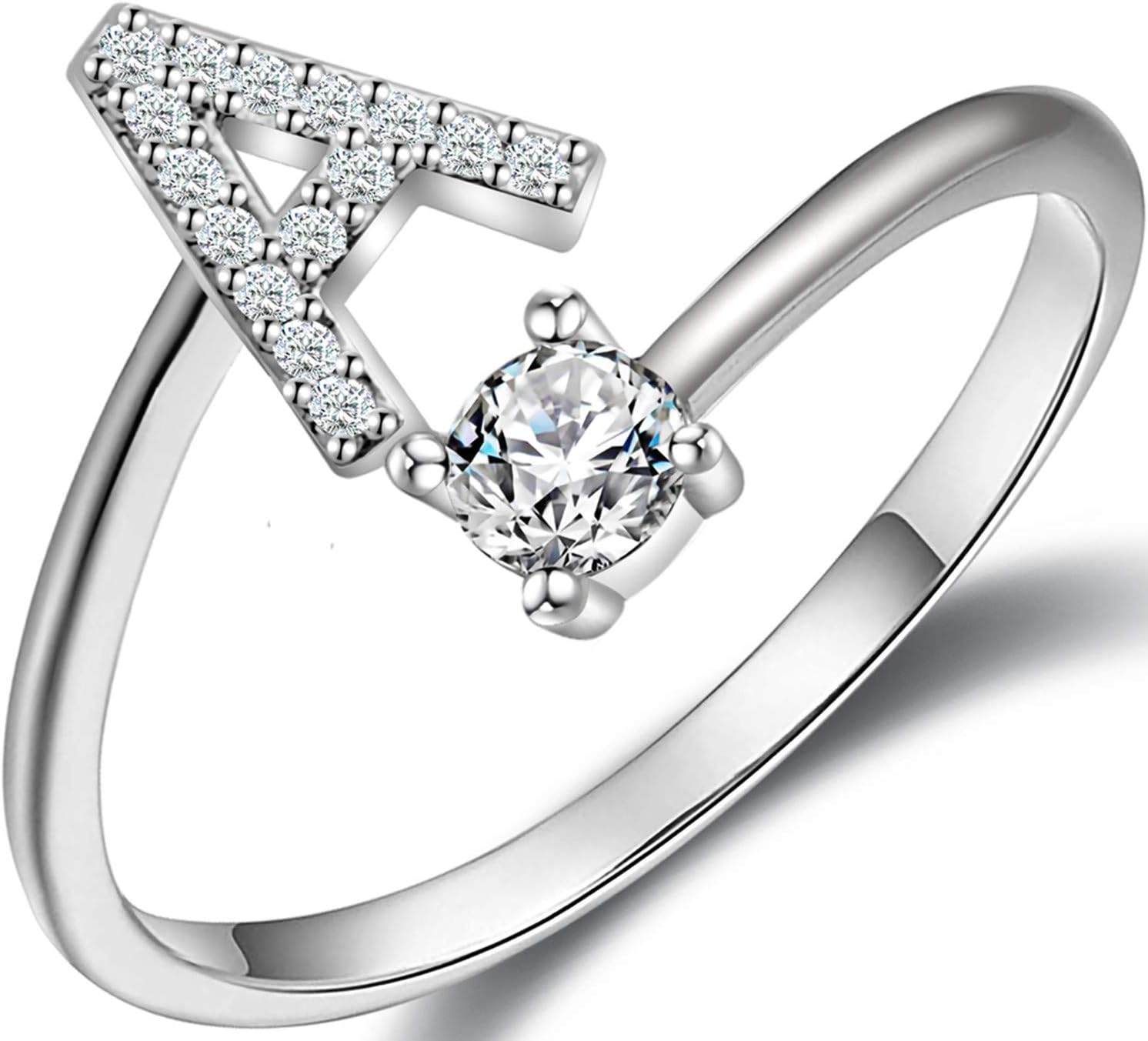 Gold Silver initial Rings for Girls Women Dainty Gold Plated Adjustable Letter Rings for Teen Girls Stackable Alphabet Rings Birthday Gift for Girls Over 12 Years Old