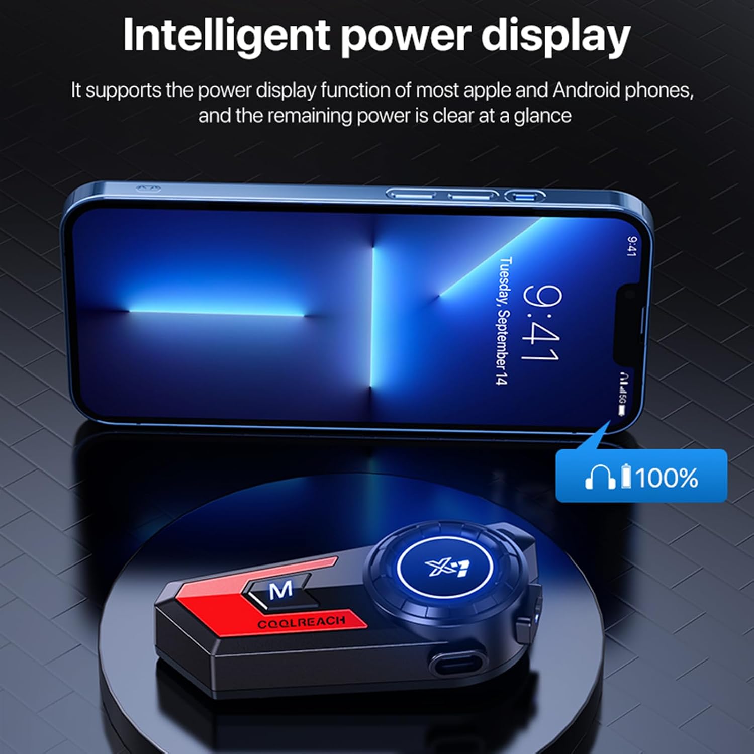 Motorcycle Helmet Bluetooth Headset Ultra-Thin Headphone, 90 Hours Playing time Helmet Bluetooth with CVC Noise Cancellation Stereo Music Automatic answering