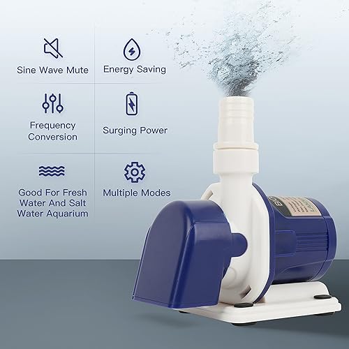 Miniatura 3 de LANDEN BIOSMO Bomba de agua de onda sinusoidal de 700 CC Bomba de retorno 700LH (185 GPH) Limpieza de acuarios de alto rendimiento, funcionamiento