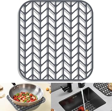 Sink Protectors for Kitchen Sink 12x11 & 13x11, Silicone Kitchen Sink mats Protector for Bottom of Farmhouse Sink12.25"X11.5"Gray