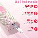 2-in-1 Lève-cheveux sans fil Curler, Strass rose Mini Titanium sans fil en fer plat, 5000mAh USB-C Remboursable, 2S Chauffage rapide, Jusqu'à 410°F, Outil de stylage portable, Cadeau idéal pour les femmes