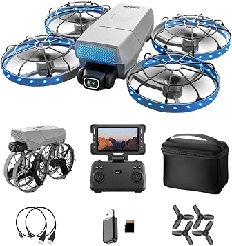 Foldable Drone with HD Camera Propeller Safety Protection, Screen Remote Control FPV Drones, Optical Hovering Brushless Motor G63 Mini Quadcopter with LED Light & 2 Batteries for Adult Beginners