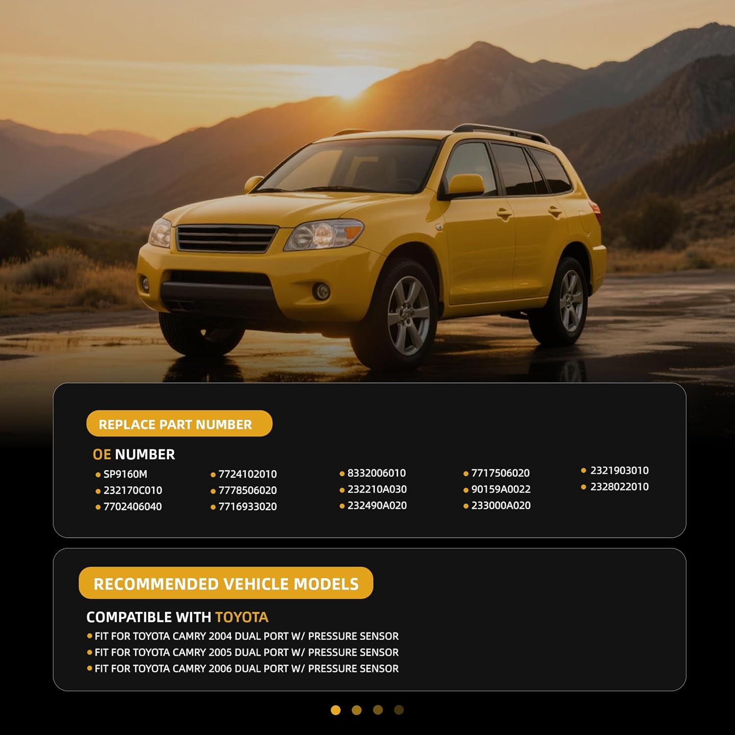 SP9160M Fuel Pump Module Assembly Compatible with Toyota Camry 2004 2005 2006 Dual Port w/Pressure sensor, Fuel Pump Kit Replace OE#‎ 232170C010, 7702406040