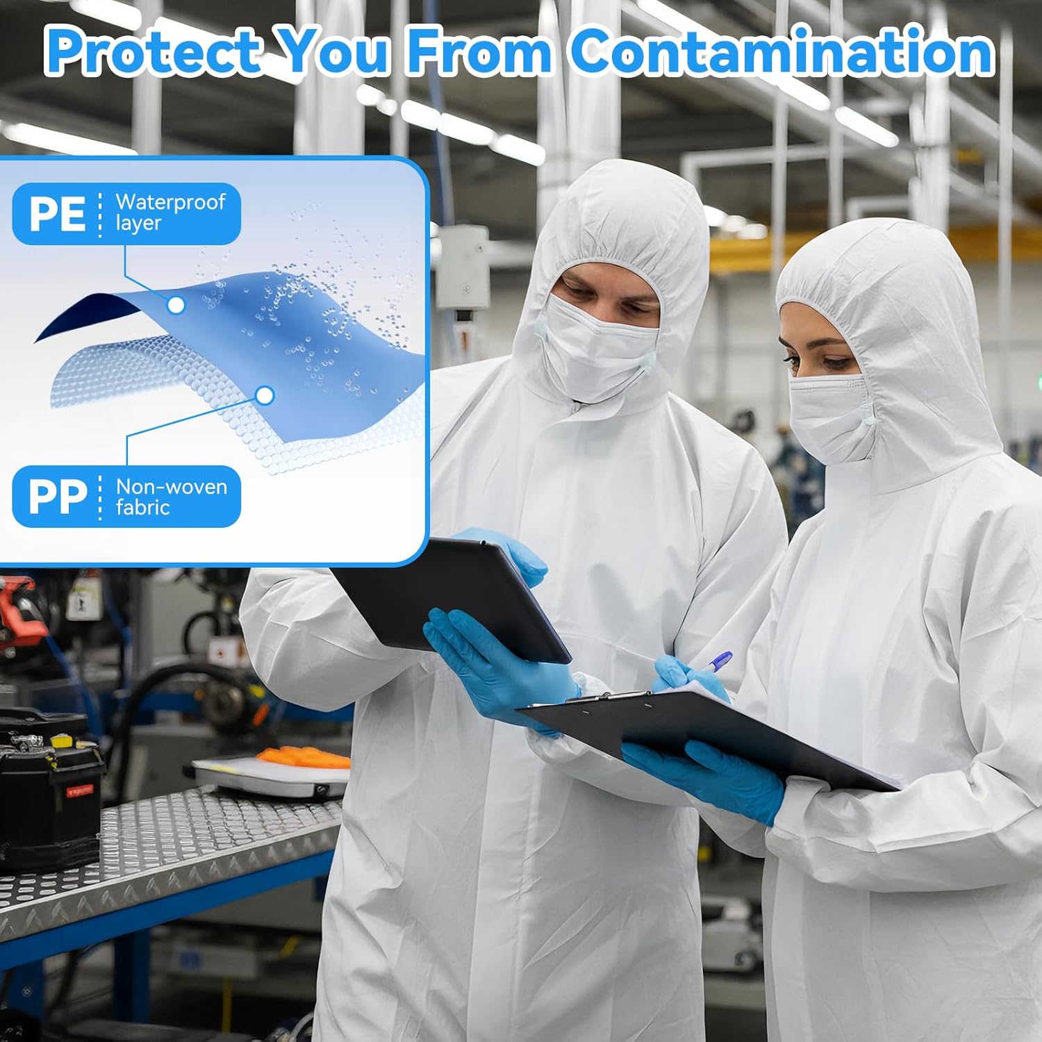 10 Sets Disposable Coveralls Full Body Paint Suit with Hood, Shoe Covers and Gloves, Breathable Non-Woven Work Coverall