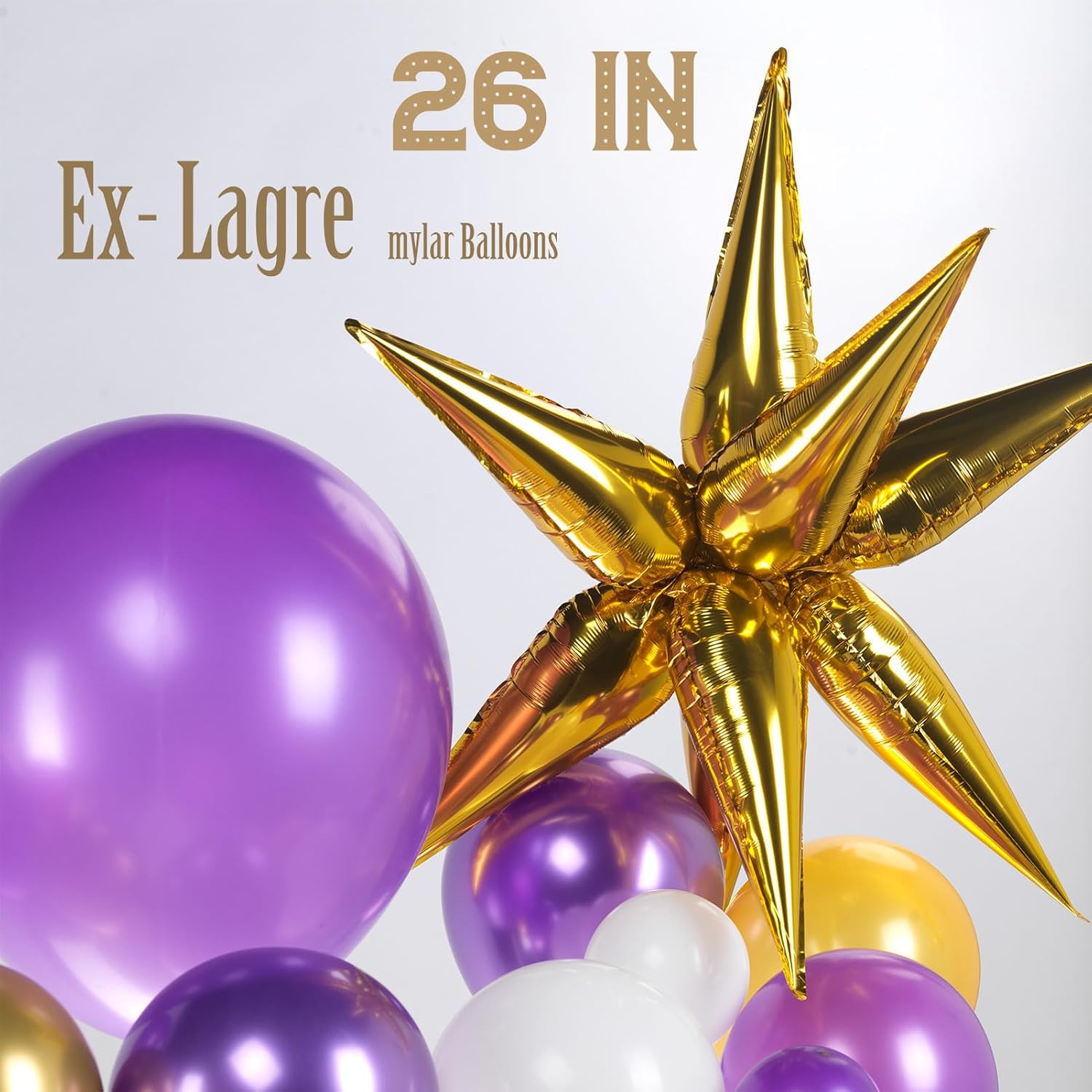 卒業式パープルホワイトパールゴールドバルーンキット。