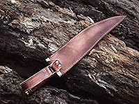 Vista 4 de Cuchillo Bowie de acero D2 hecho a mano, hoja de cuchillo de caza que está hecha de acero inoxidable fuerte y cuenta con un mango de madera