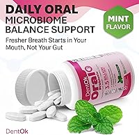 Vista 5 de Probióticos orales para el mal aliento y la salud de las encías - Tabletas masticables de menta probióticas dentales, sin azúcar, sin gluten