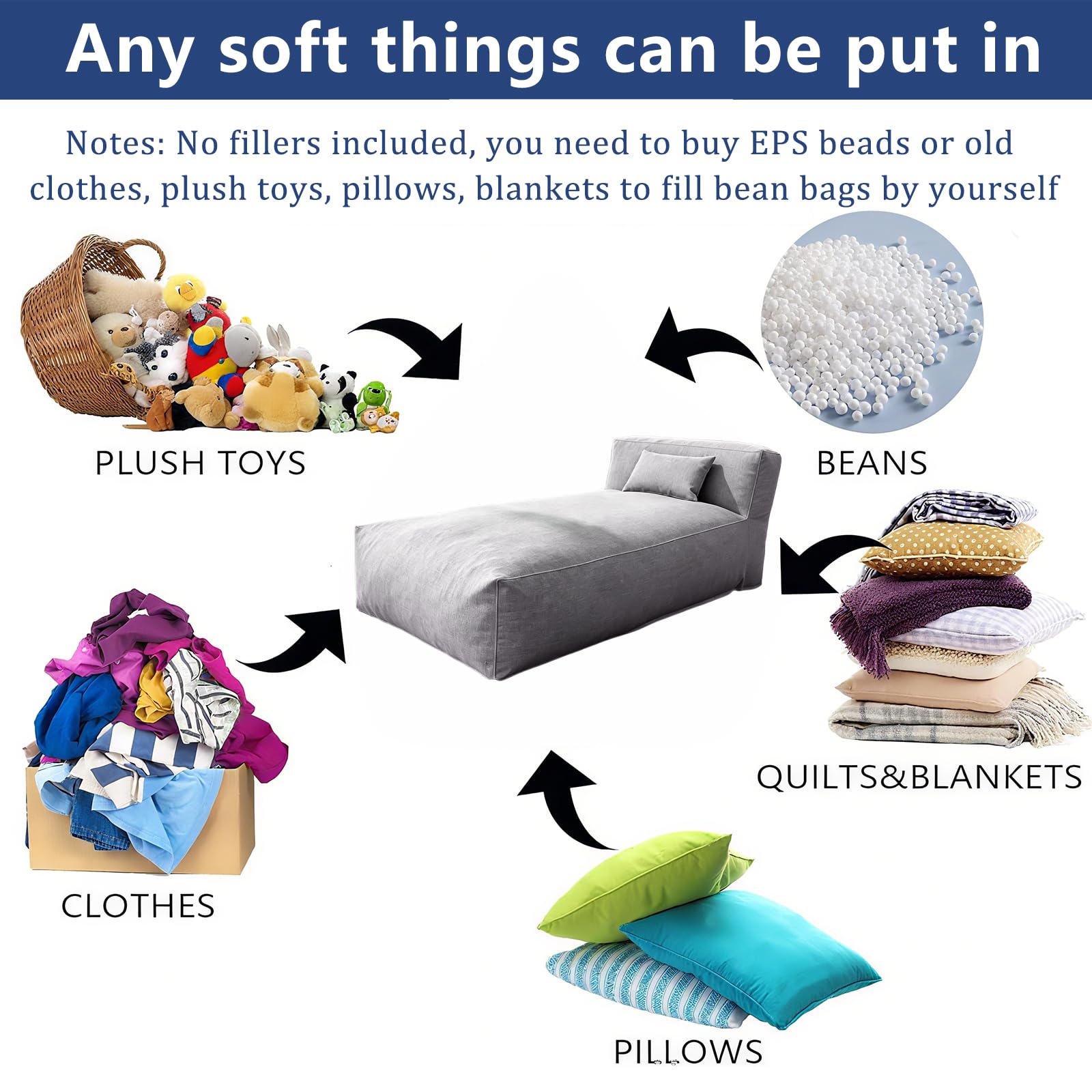 Funda para puf de exterior en forma de cama (sin relleno), funda de asiento de lino y algodón resistente al agua para piscina, patio y jardín, solo funda de repuesto (beige polvo)