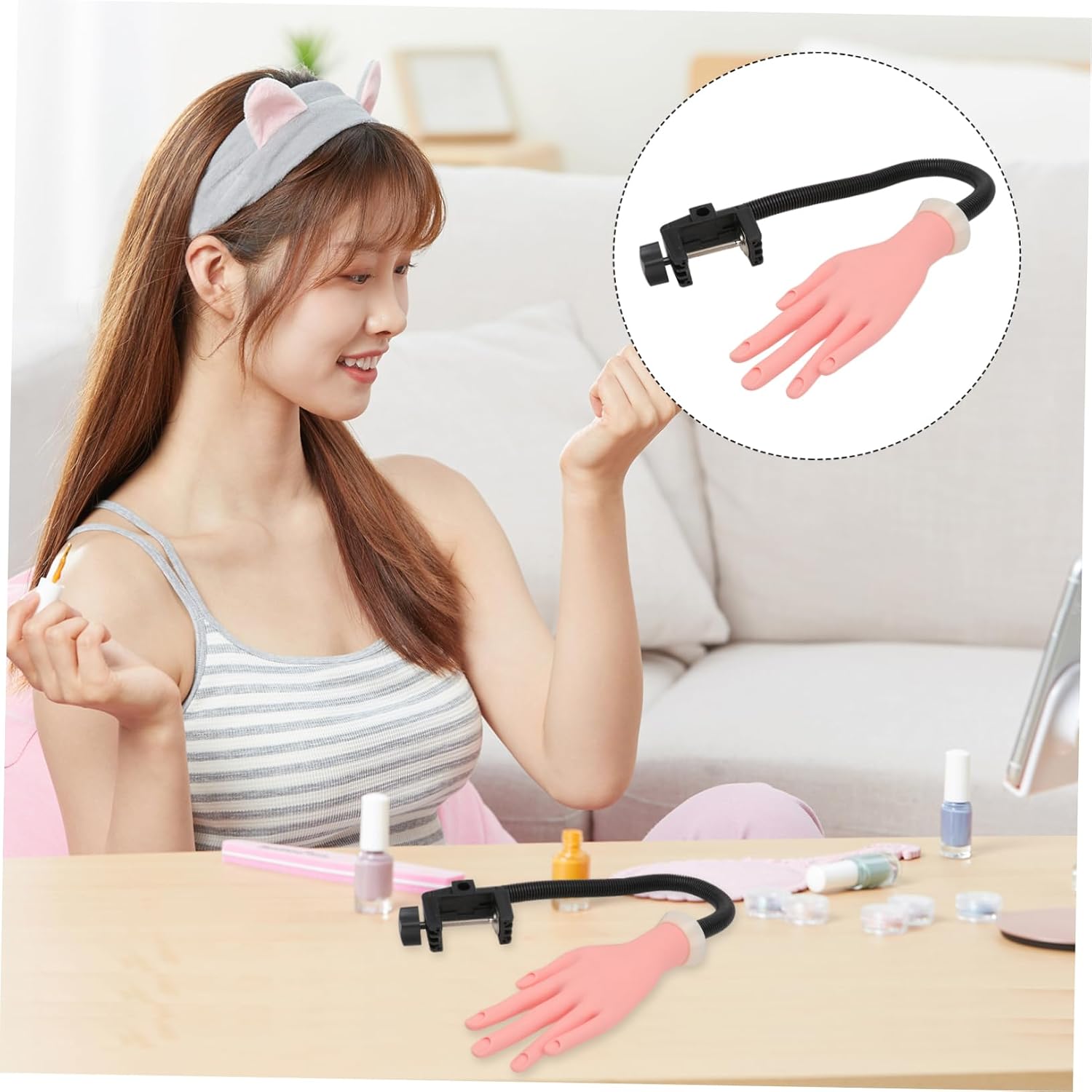NOLITOY Nail for Practice Hand for Manicure Training Bendable Nail Practice Hands Random Shape Knob