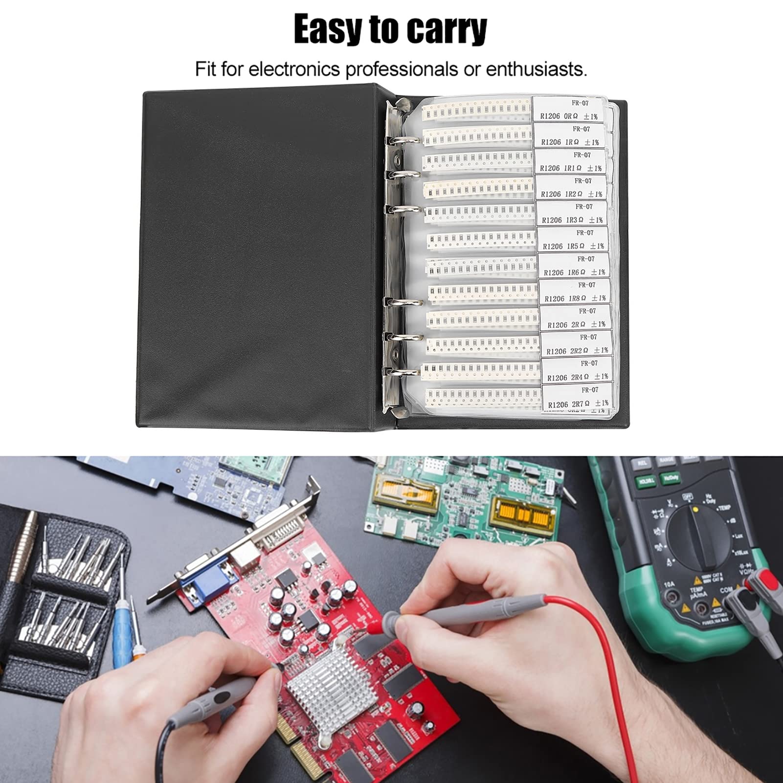 Akozon 1206 Serie 170 Resistore Assortimento Sampione Book Componenti Elettronici di Alta qualità Collezione in Plastica Durevole Ideale per Professionisti Ed Appassionati