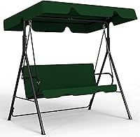 Vista 1 de Silla de columpio para patio al aire libre con toldo ajustable, columpio para patio al aire libre con soporte resistente para 3 personas adultas