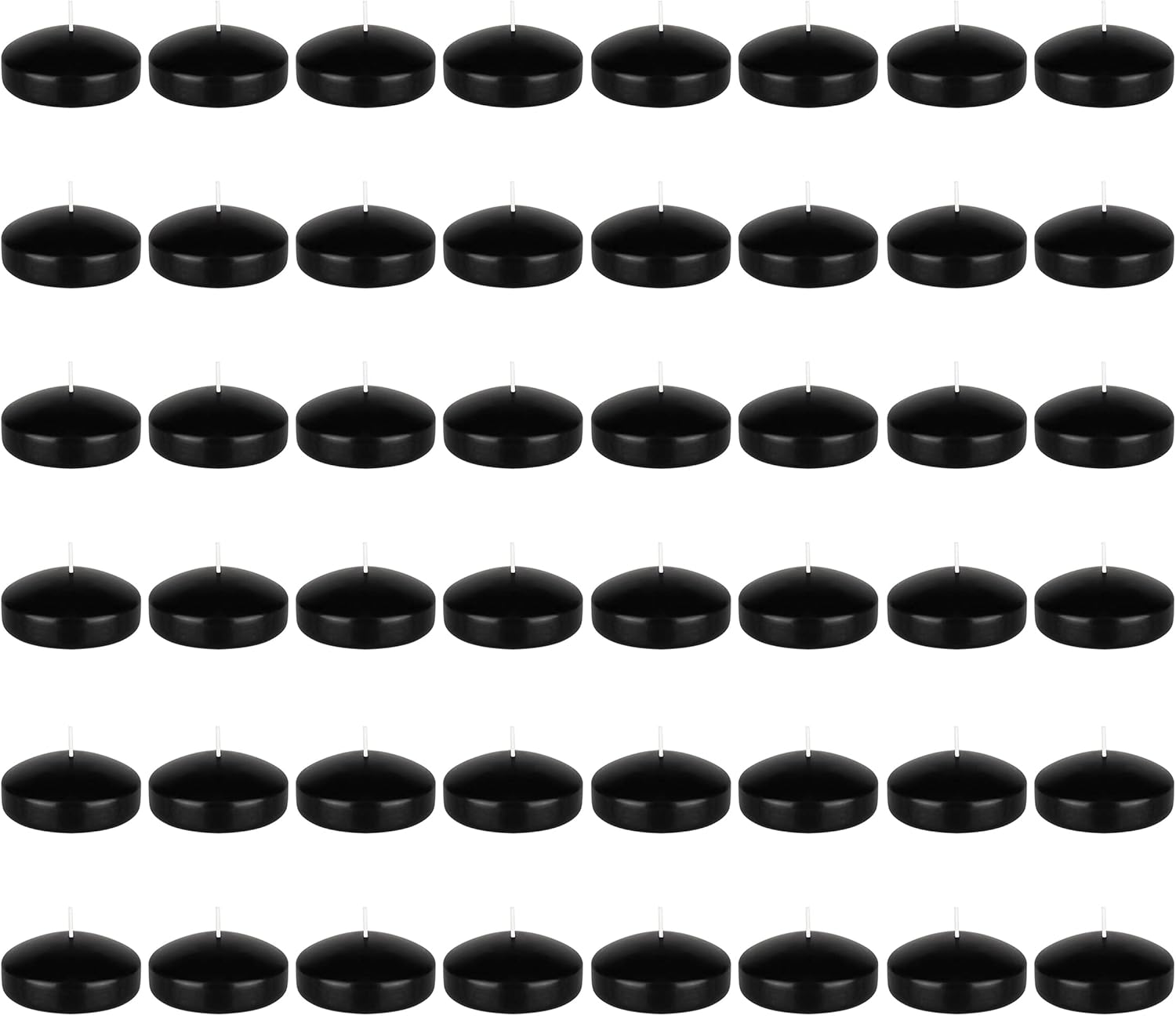 Mega Candles 48 pcs Unscented Black Floating Candles, Hand Poured Wax Candle 3 Inch Diameter, Home Décor, Wedding Receptions, Occasions, Festivities, Events, Meditations, Tranquility, Spa