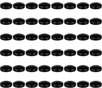 Mega Candles 48 pcs Unscented Black Floating Candles, Hand Poured Wax Candle 3 Inch Diameter, Home Decor, Wedding Receptions, Occasions, Festivities, Events, Meditations, Tranquility, Spa