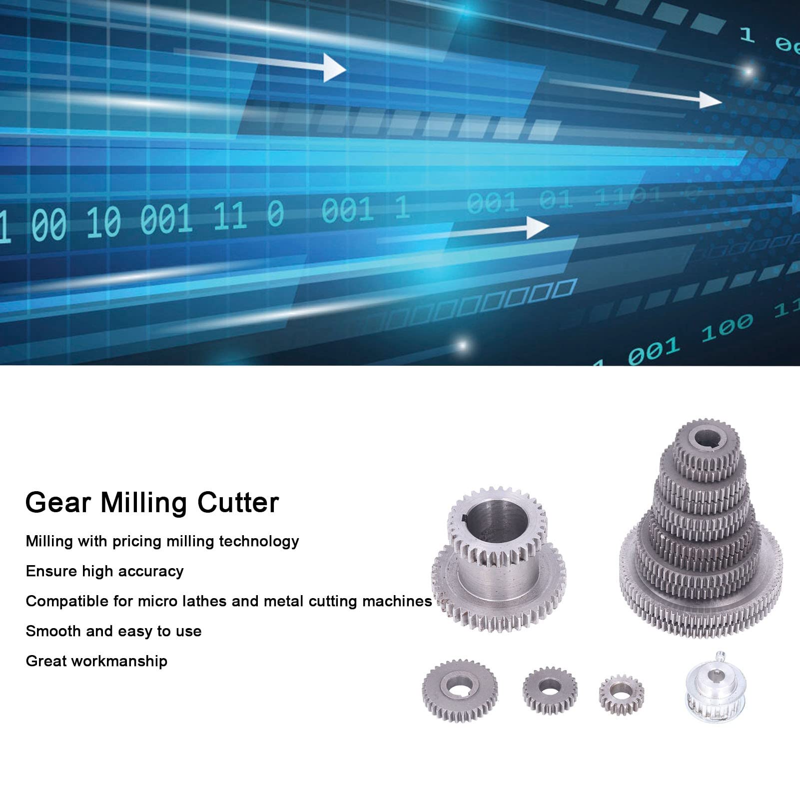 Gear Milling Cutter, 17Pcs/Set Gray Iron Mini Lathe Gear Wheel Tools for Metal Cutting Holder Machines