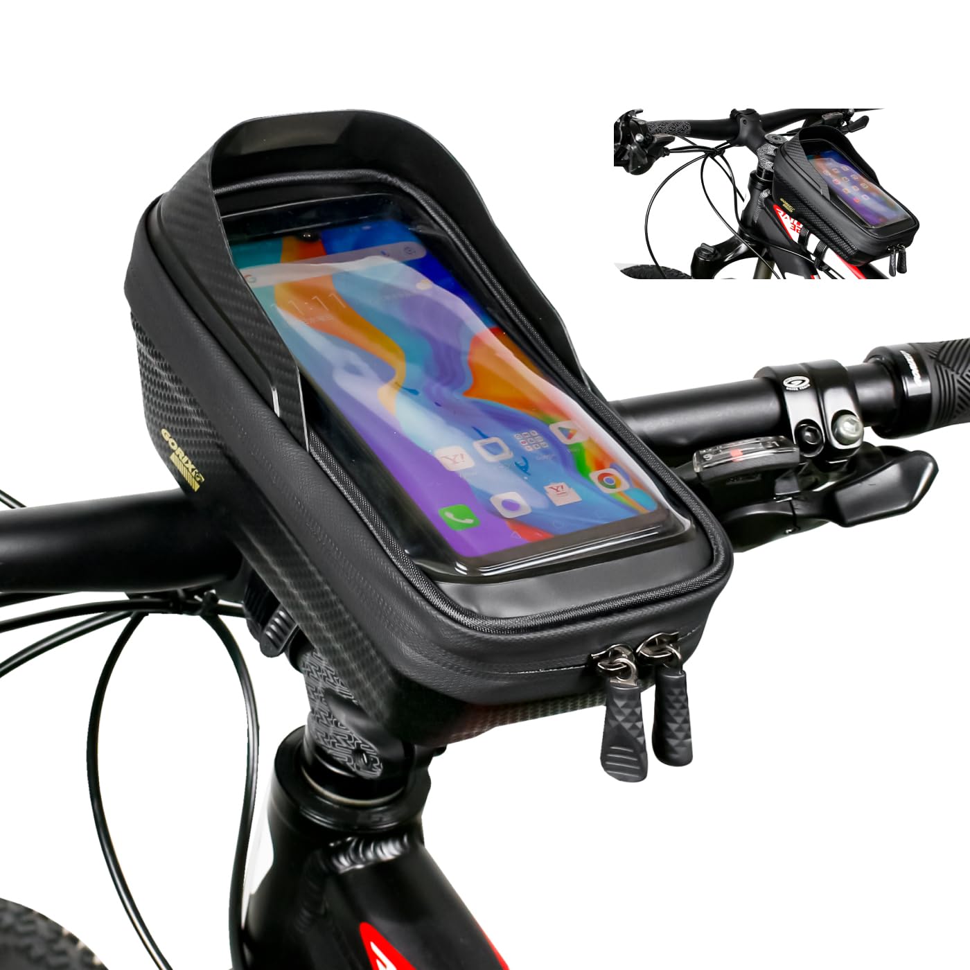 GORIX Sacoche de Tube supérieur, Sacoche de Potence, Sacoche de Cadre de vélo de Route et de Montagne, étanche à 2 Voies, Grande capacité (Active X21)