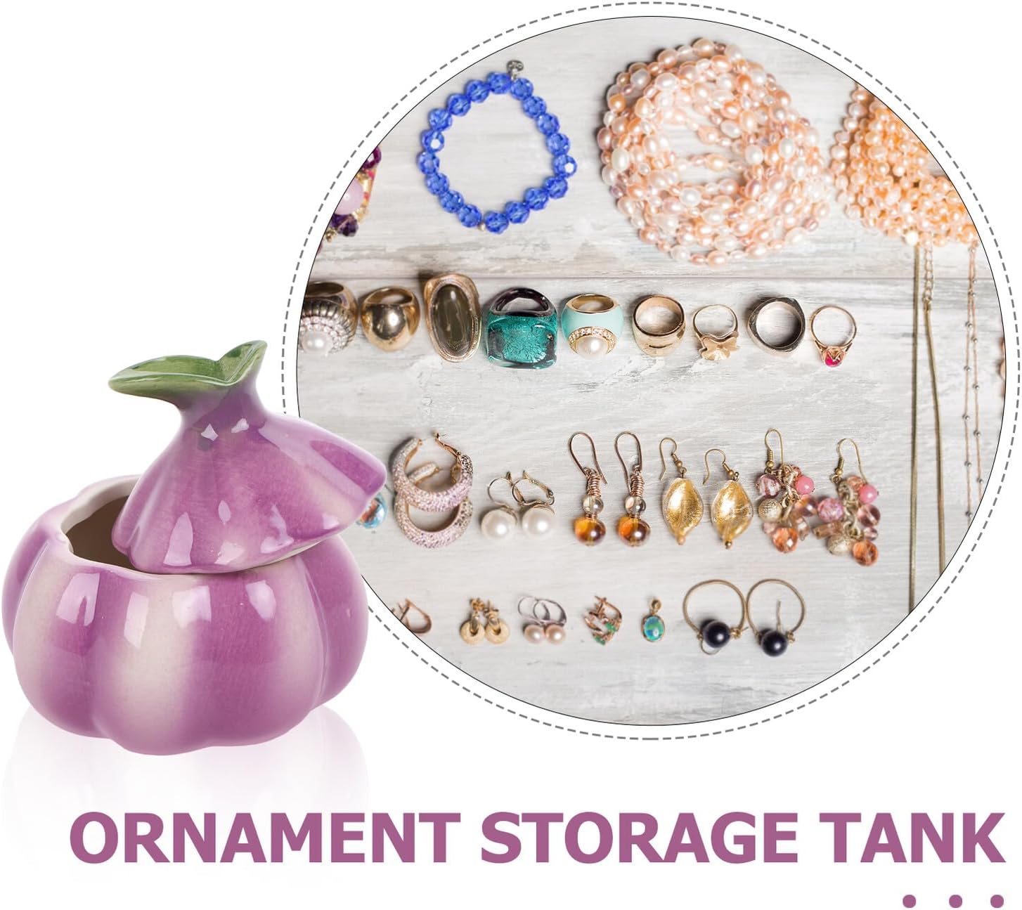 Ceramic Jewelry Organizer Box for Rings and Earrings, Small Luxury Trinket Storage Jar for Women’s Jewelry Accessories, Desktop Sundries Holder image 3