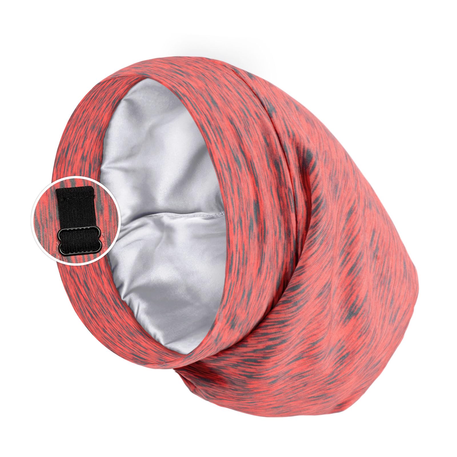 PARISBELLA Satin Lined Sleep Cap Bonnet, Stay On All Night Hair Wrap Cover with Adjustable Strap for Women and Men-image-3