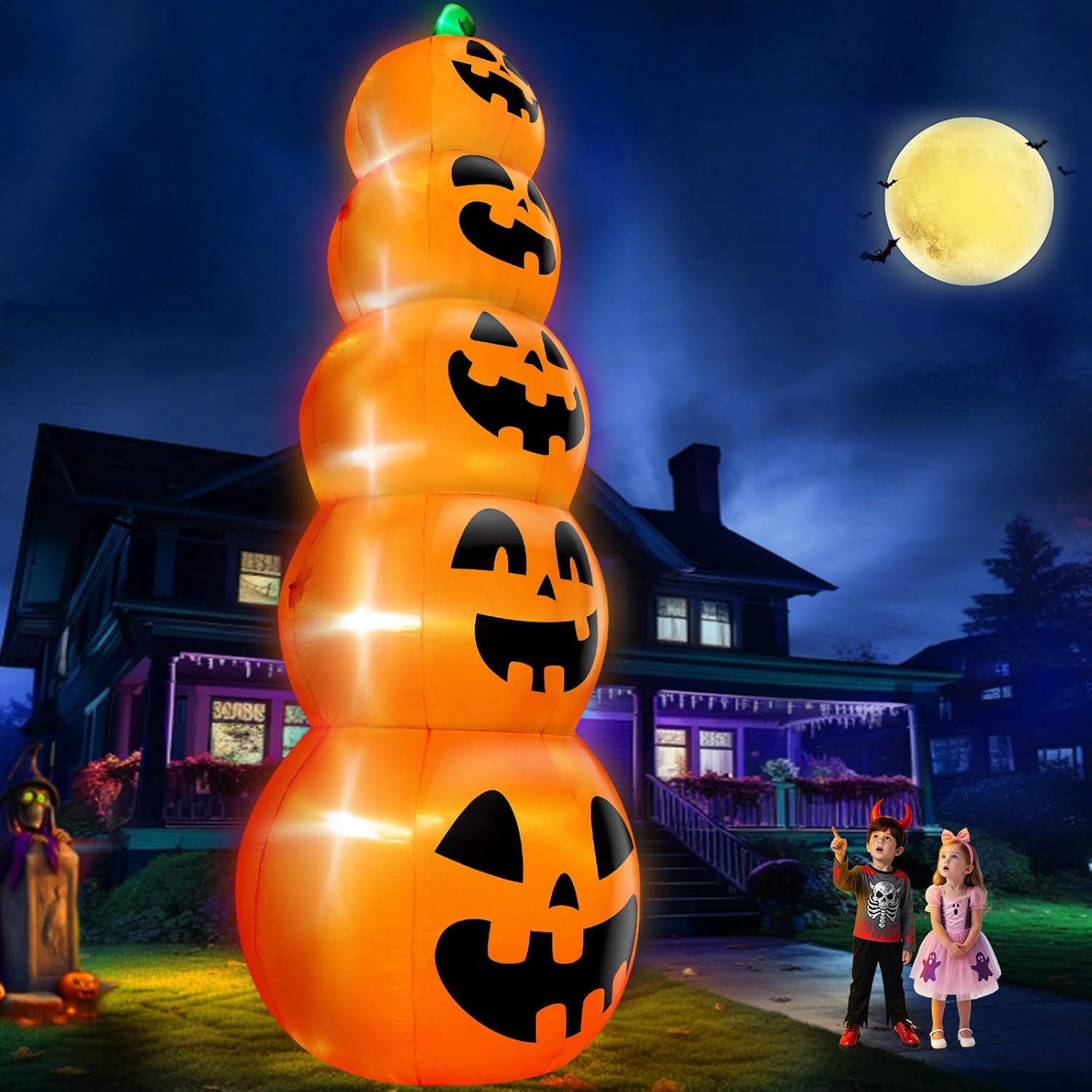 Amazon.com: 14 FT Giant Halloween Inflatable Stacked Pumpkins Outdoor ...
