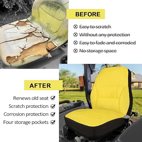 Miniatura 8 de Funda de asiento grande acolchada de hasta 18 pulgadas de alto, compatible con John Deere LP95233 para tractor utilitario compacto serie 3E3R4M,