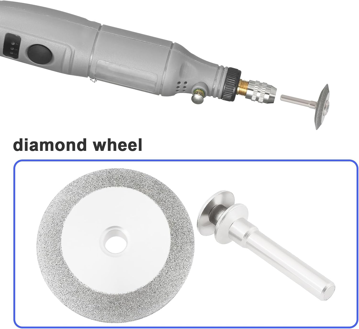 Double-Sided 45° Diamond Grinding Wheel with 1/4 Inch Shank for Wood Metal Threaded Repair Tungsten & Lawn Mower Blade Sharpening