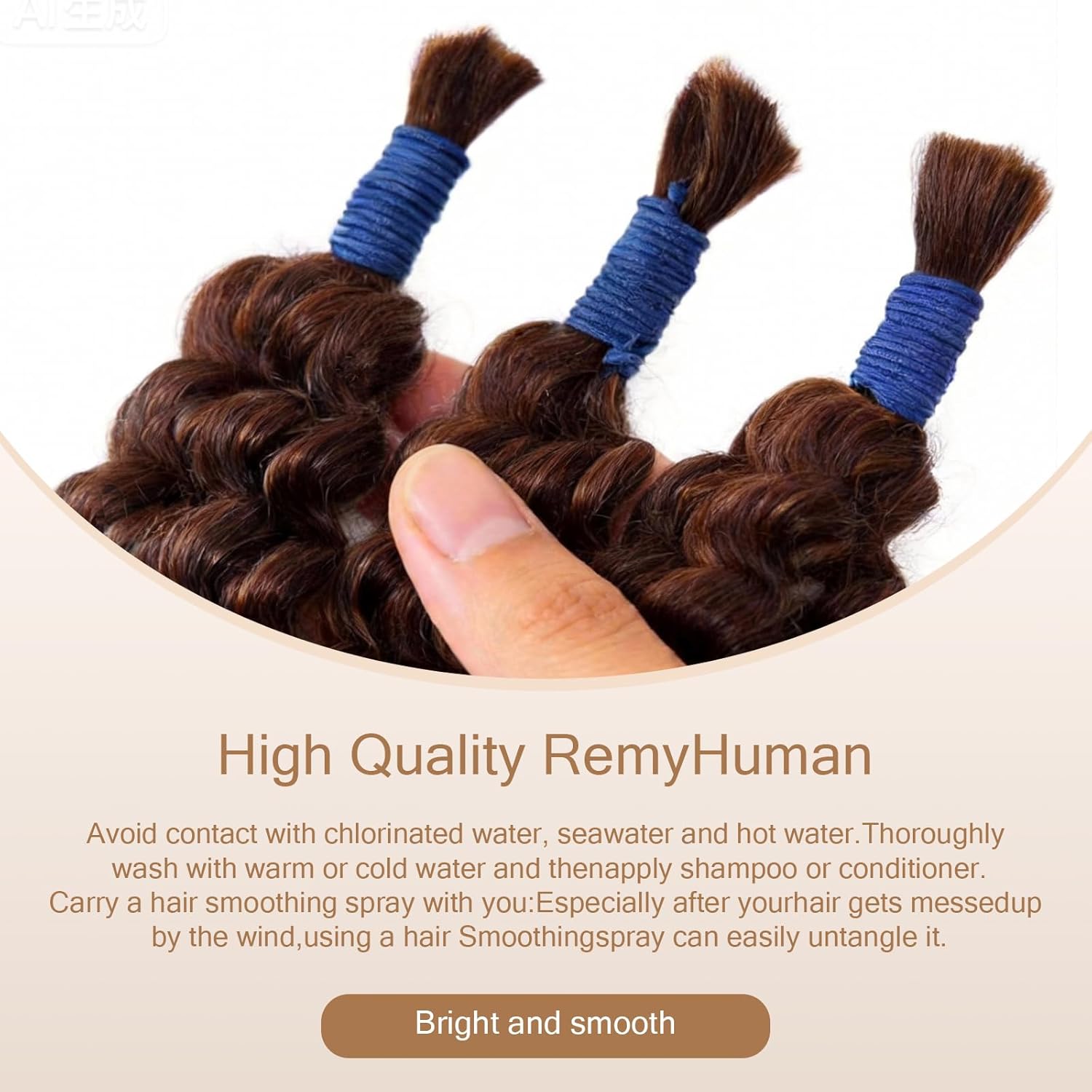 12A Deep Water Wave Boho Human Braiding Hair for Braids Curly Bulk 3 Bundles 120g/Pack Natural Color 4 Ombre 20 Inch