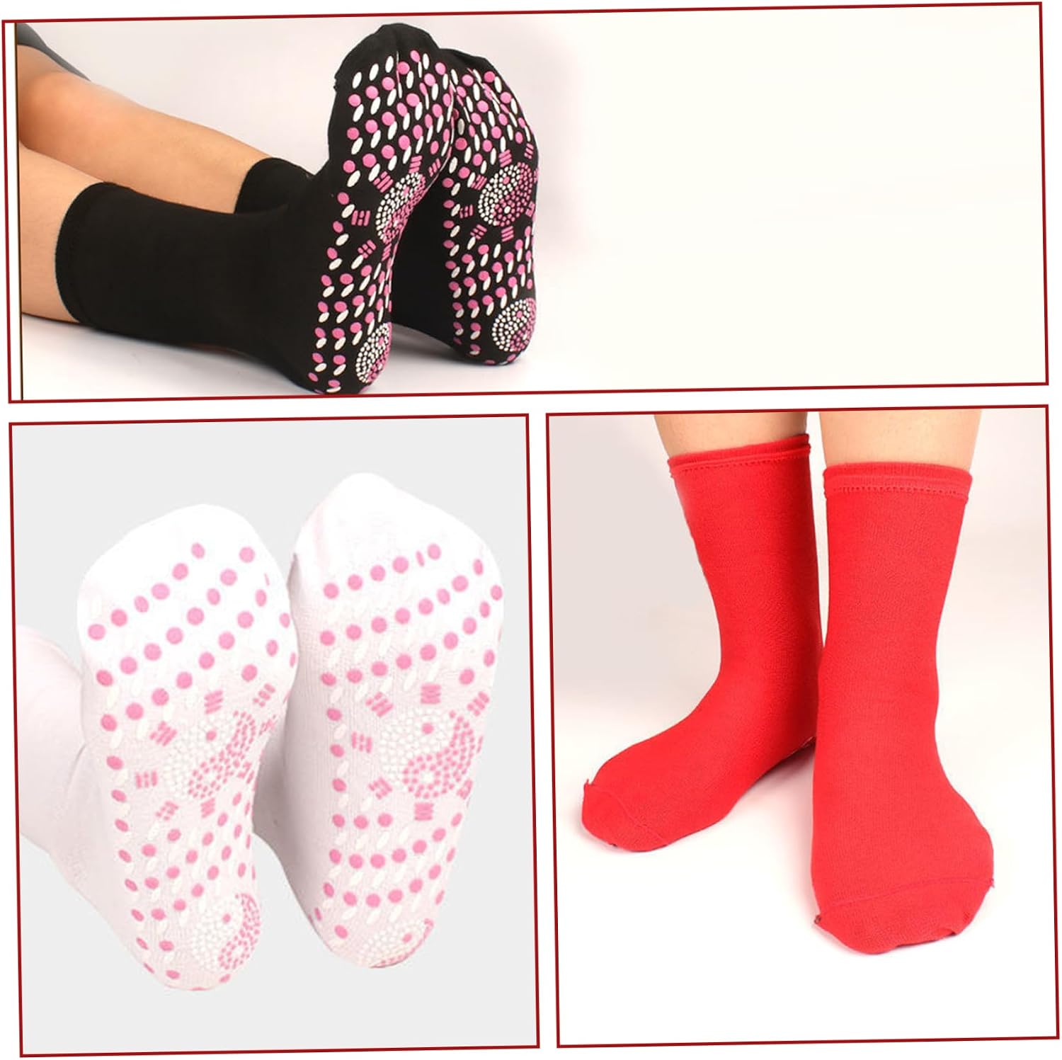 Heating Socks 3 Pairs Self-Warming Hot Feet Massage Socks for Women Men Winter Hot Feet