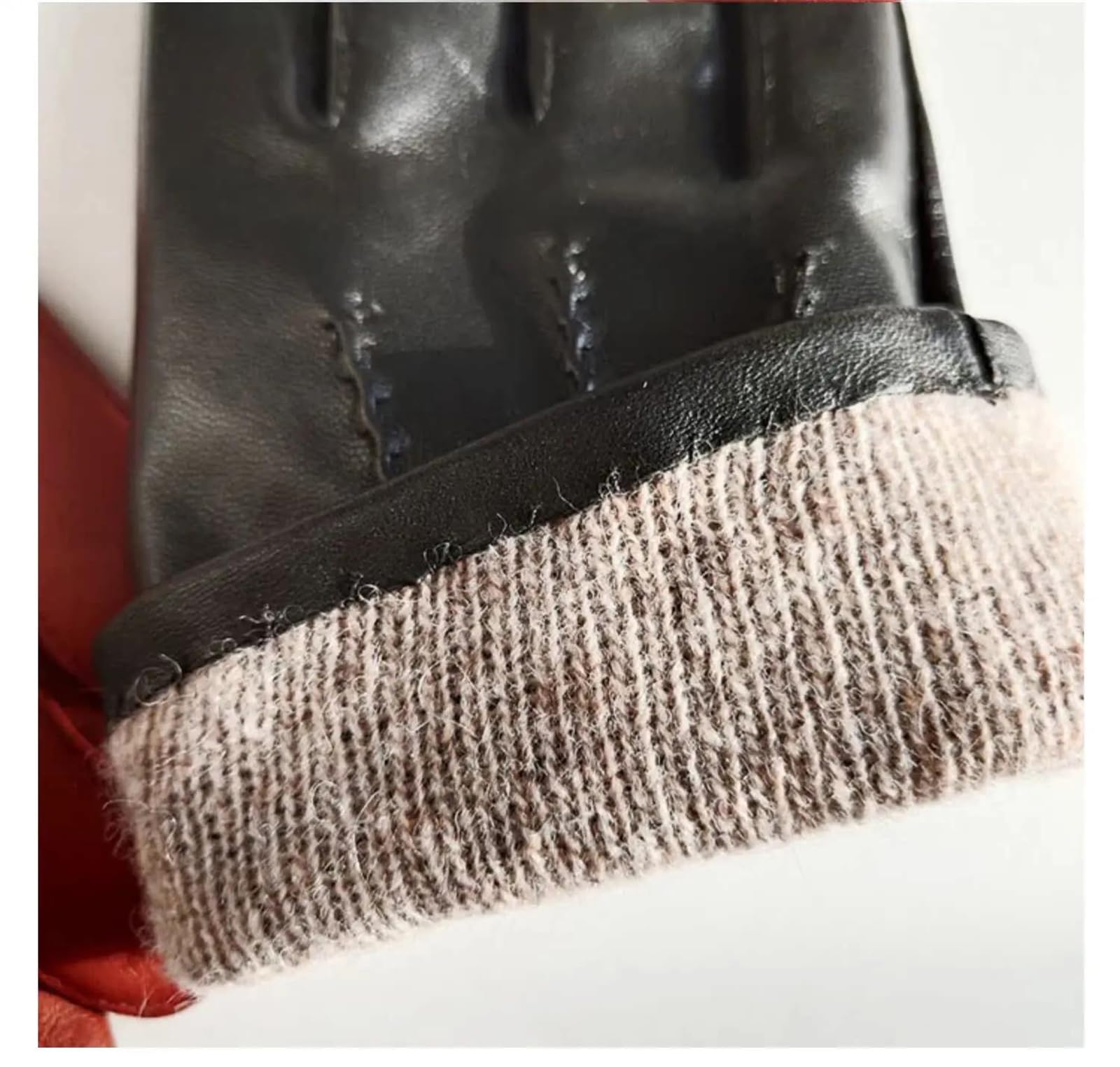 Guantes de piel de oveja auténtica para hombre, con forro de lana, para invierno, cálidos, para ciclismo, conducción al aire libre