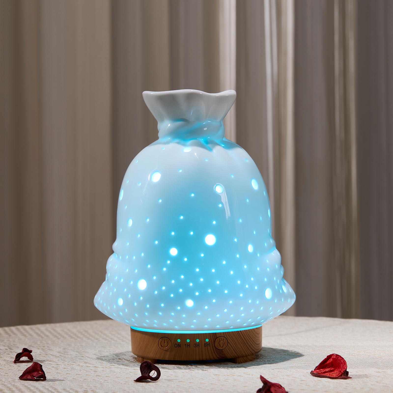160ML Ceramic Diffuser for Essential Oils Lucky Bag Aromatherapy Diffuser Ultrasonic Cool Mist Humidifier with Intermittent Mist Modes Waterless Auto