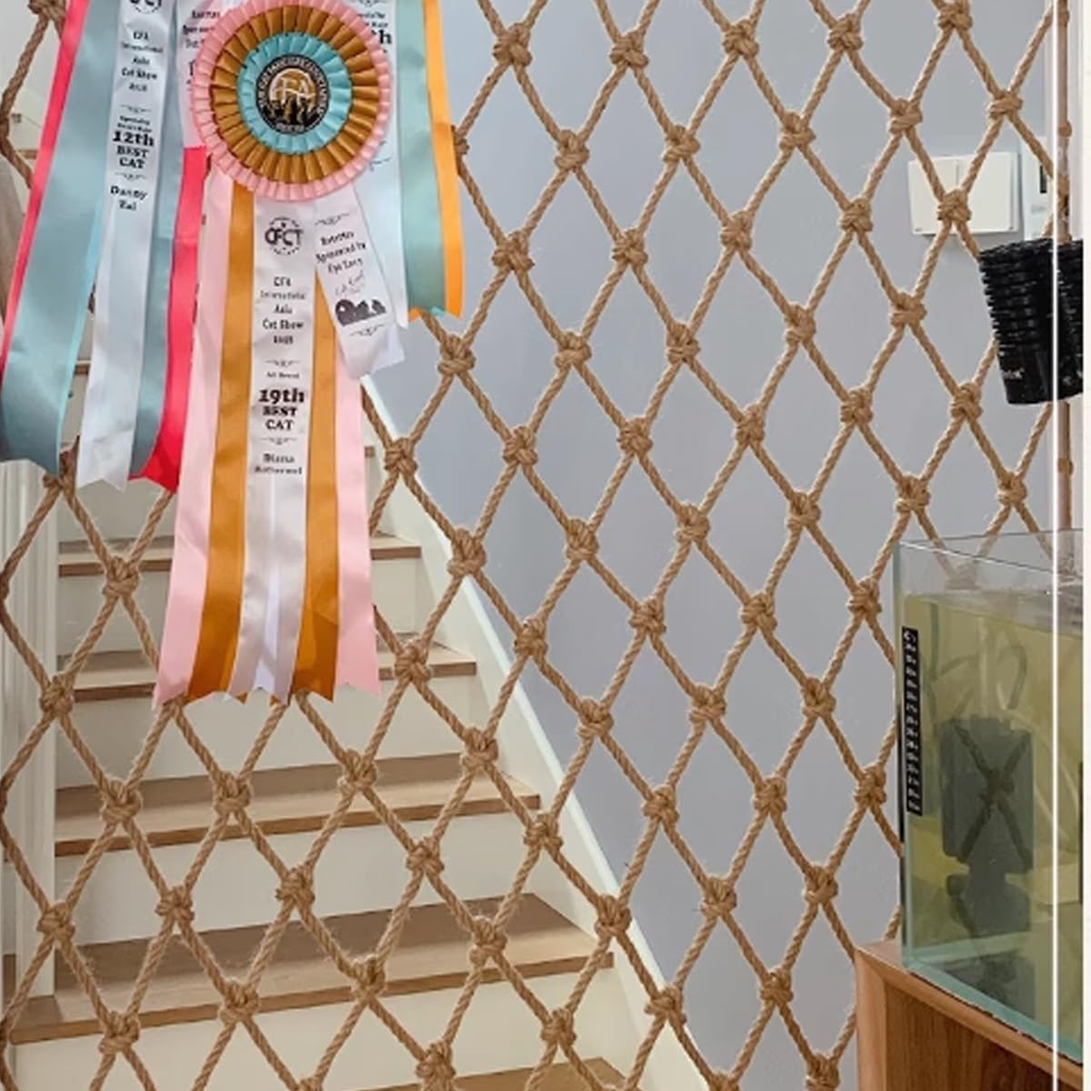 Filet de sécurité pour balcon 4x5m en jute contre les chutes
